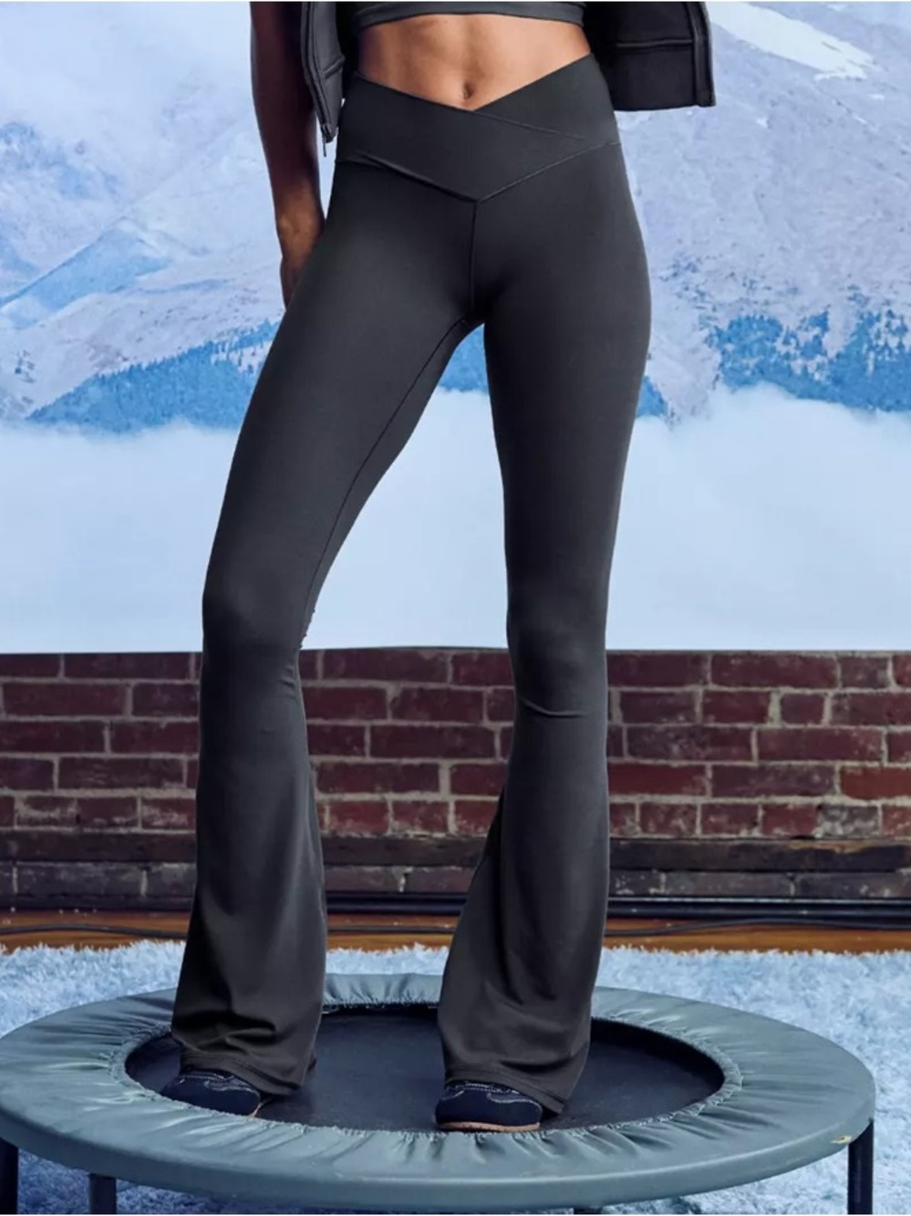 High-Rise gray Flare Leg Active Pants